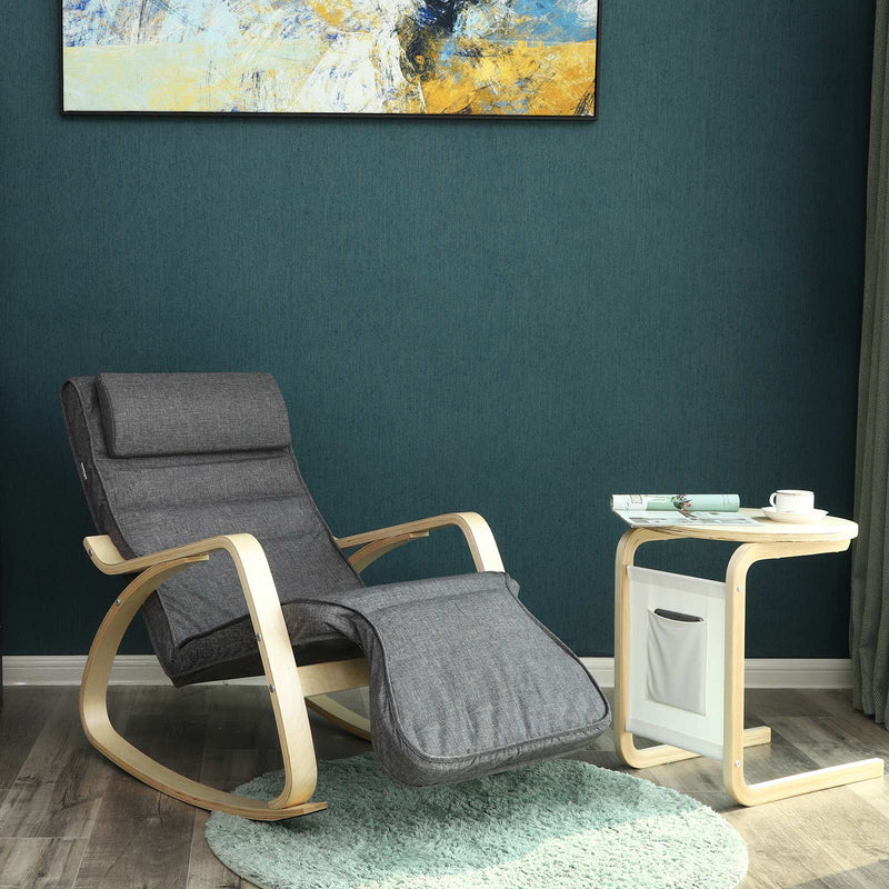 Relaxfauteuil - Schommelstoel - Relaxstoel - Met voetsteun - Donkergrijs