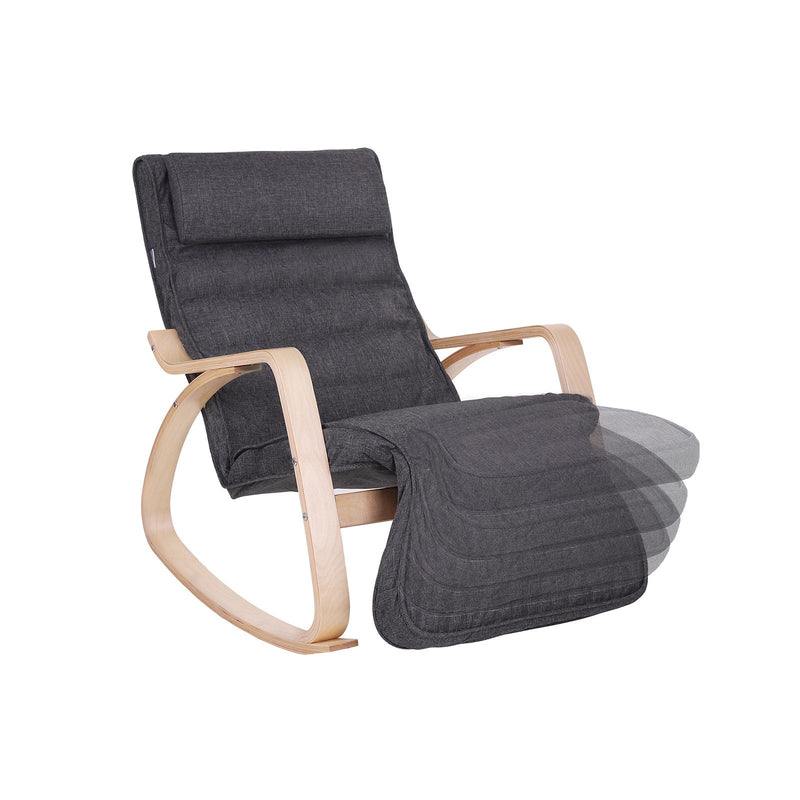 Détendez le fauteuil - chaise à bascule - Chaise de détente - avec repose-pieds - gris foncé