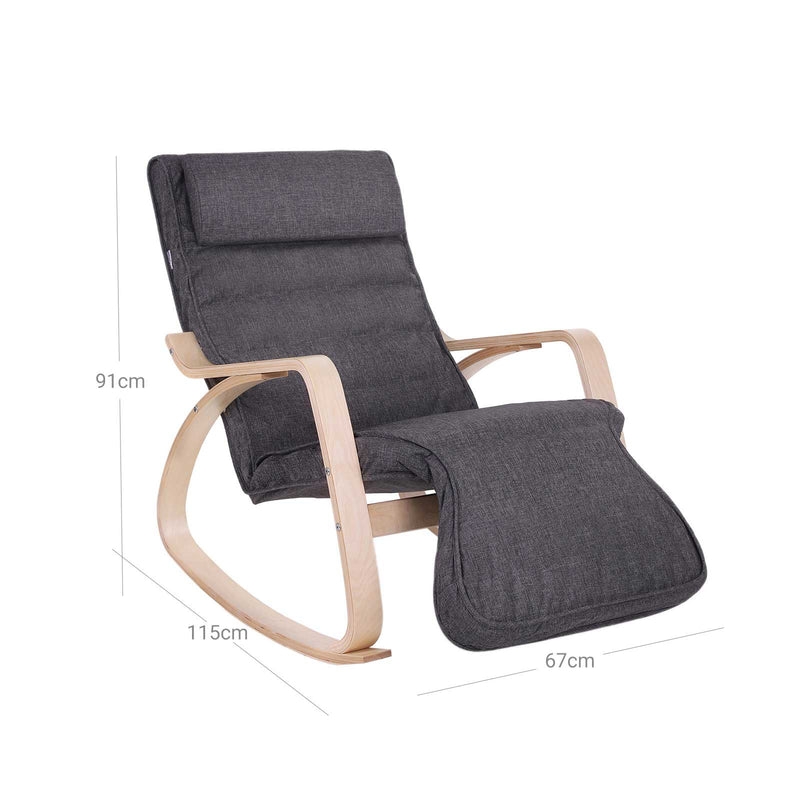 Détendez le fauteuil - chaise à bascule - Chaise de détente - avec repose-pieds - gris foncé