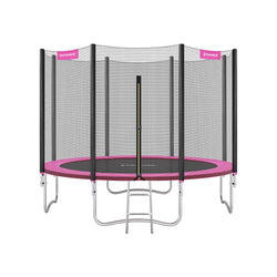 Trampoline Ø 305 cm - Ronde tuintrampoline -  met veiligheidsnet -  ladder en gepolsterde stokken -  veiligheidshoes - Roze