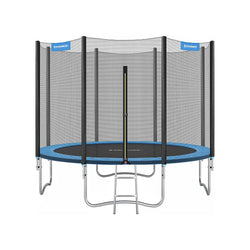 Stor trampolin - med sikkerhedsnet - stige og polstrede stillinger - Ø 305 cm