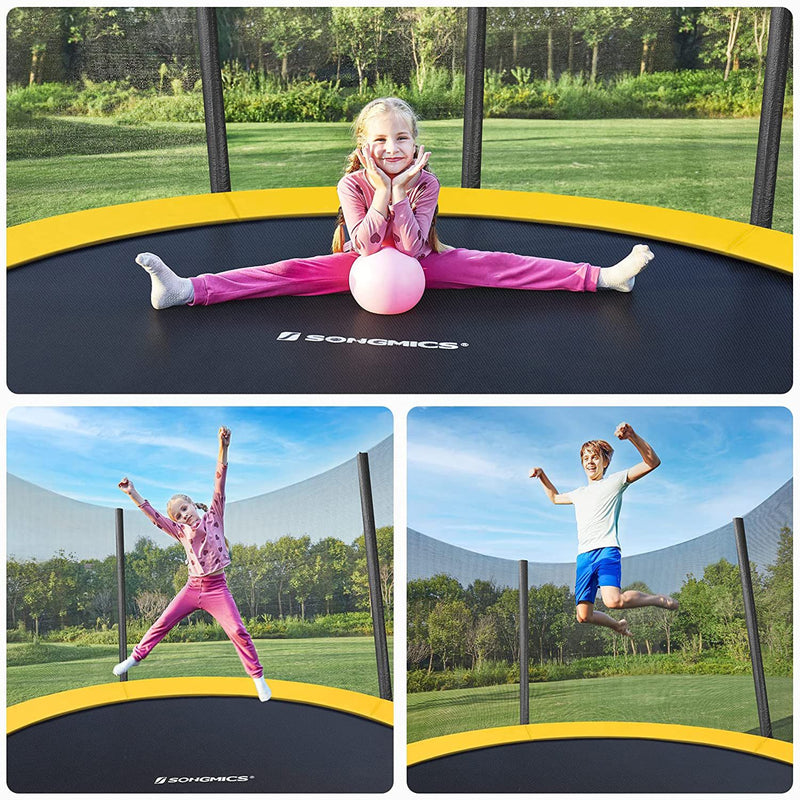 Grand trampoline - Ø 305 cm - avec échelle de filet de sécurité - jaune