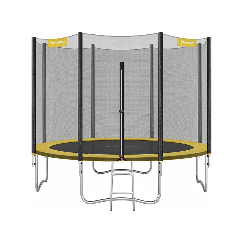 Grand trampoline - Ø 305 cm - avec échelle de filet de sécurité - jaune