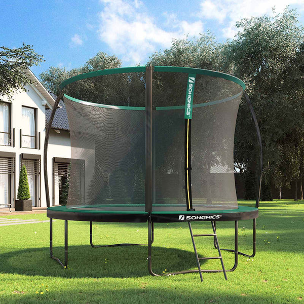 Trampolin - Garden Trampoline - Ø 305 cm - med sikkerhedsnet - med trapper - grøn