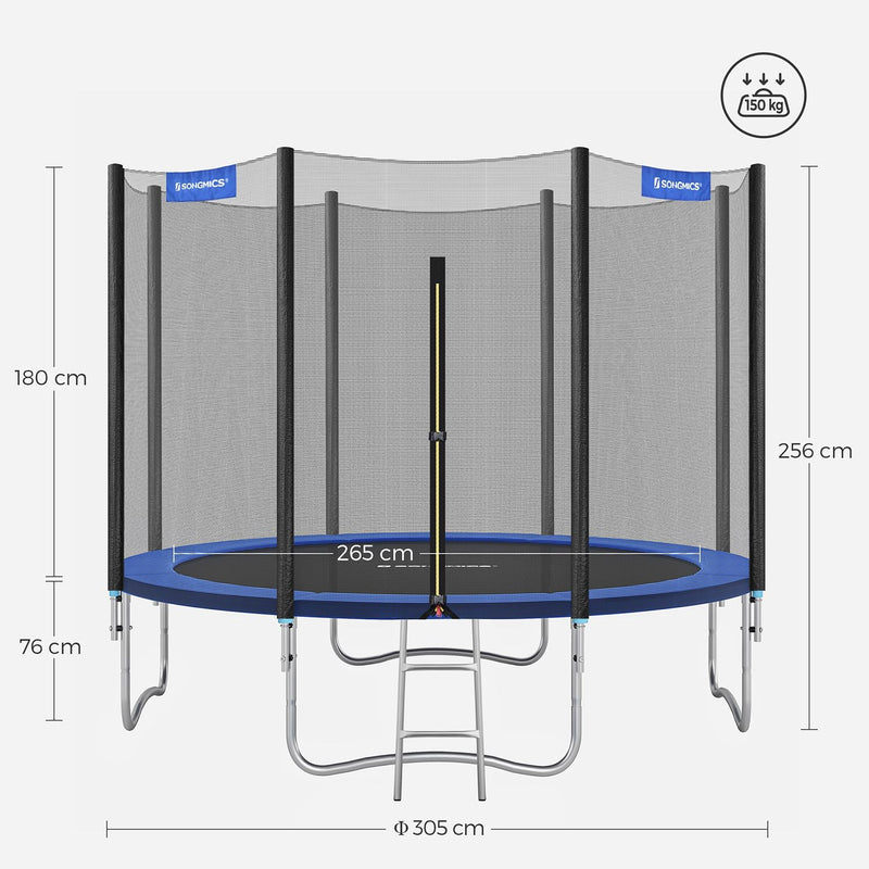 Trampoline - Coussin gonflable - avec filet de sécurité - bleu