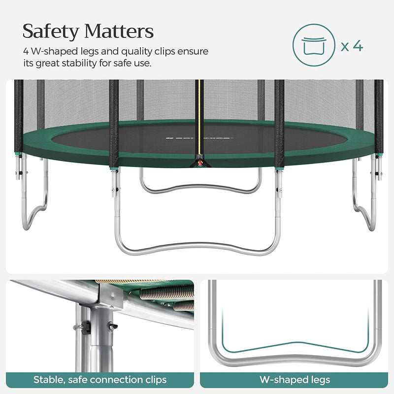 Trampoline Ø 305 cm - Ronde tuintrampoline - Met veiligheidsnet - Met ladder - Groen