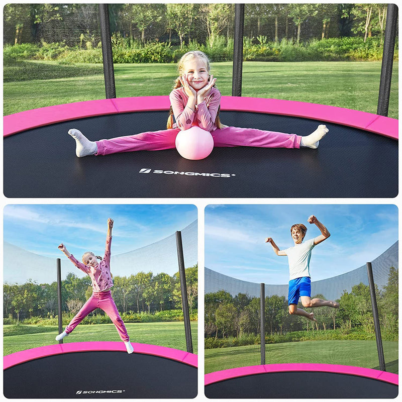 Trampolin - Garden Trampoline - Ø 366 cm - med sikkerhedsnet - med stige - lyserød