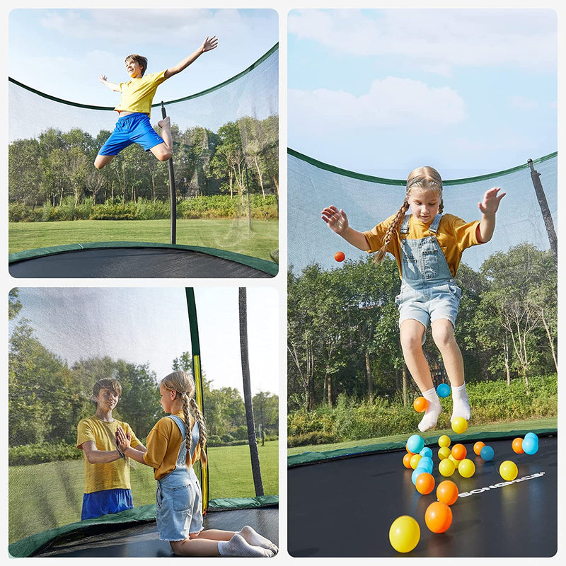 Trampolin - Garden Trampoline - rund trampolin - med säkerhetsnät - grönt / svart