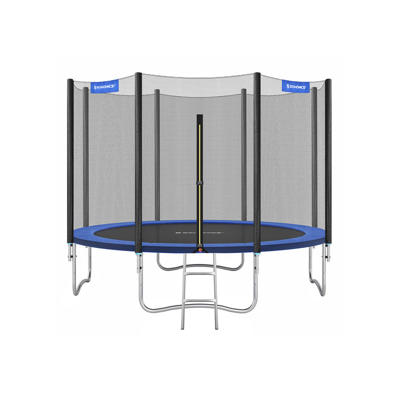 Trampoliini - erityisen suuri - 366 cm - turvaverkko - portaat - sininen