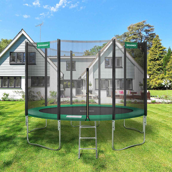 Trampolin - Garden Trampoline - Ø 427 cm - med sikkerhedsnet - med trapper - grøn