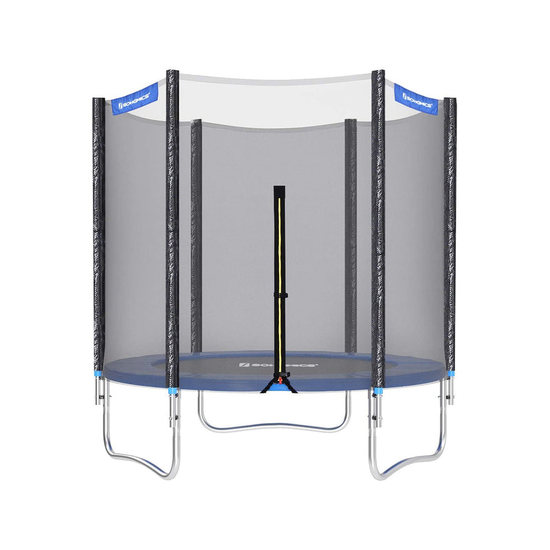 Trampoline - Trampoline de jardin - Ø 183 cm - avec filet de sécurité - avec escaliers - bleu