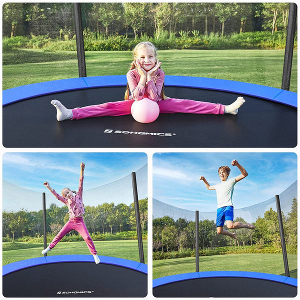 Trampolin - Garden Trampoline - Ø 183 cm - med säkerhetsnät - med trappor - blått