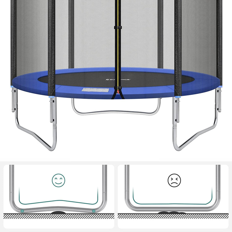 Trampoline - Trampoline de jardin - Ø 183 cm - avec filet de sécurité - avec escaliers - bleu