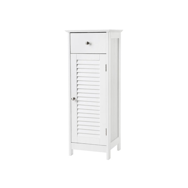 Armoire de salle de bain étroite - Beepercase - avec porte de louvre - blanc