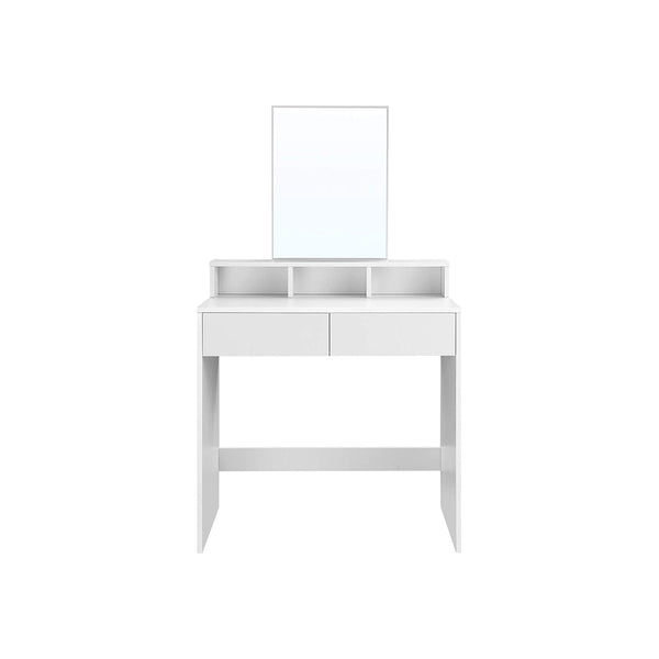 Table de coiffure - Tableau de mate - avec miroir rectangulaire - 2 tiroirs - avec 3 compartiments ouverts