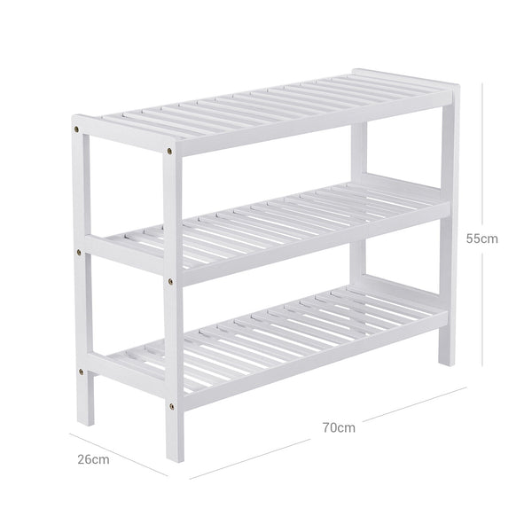 Bambu - skonställ - med 3 nivåer - vit - 70 x 55 x 26 cm