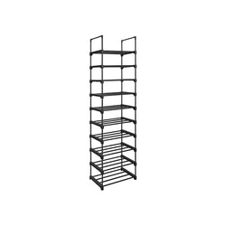 Sko rack - med 10 hylder - metalstål - 45x30x174cm - sort