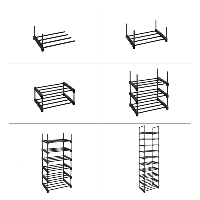 Schoenenrek - Met 10 planken - Metalen Staal - 45x30x174cm - Zwart