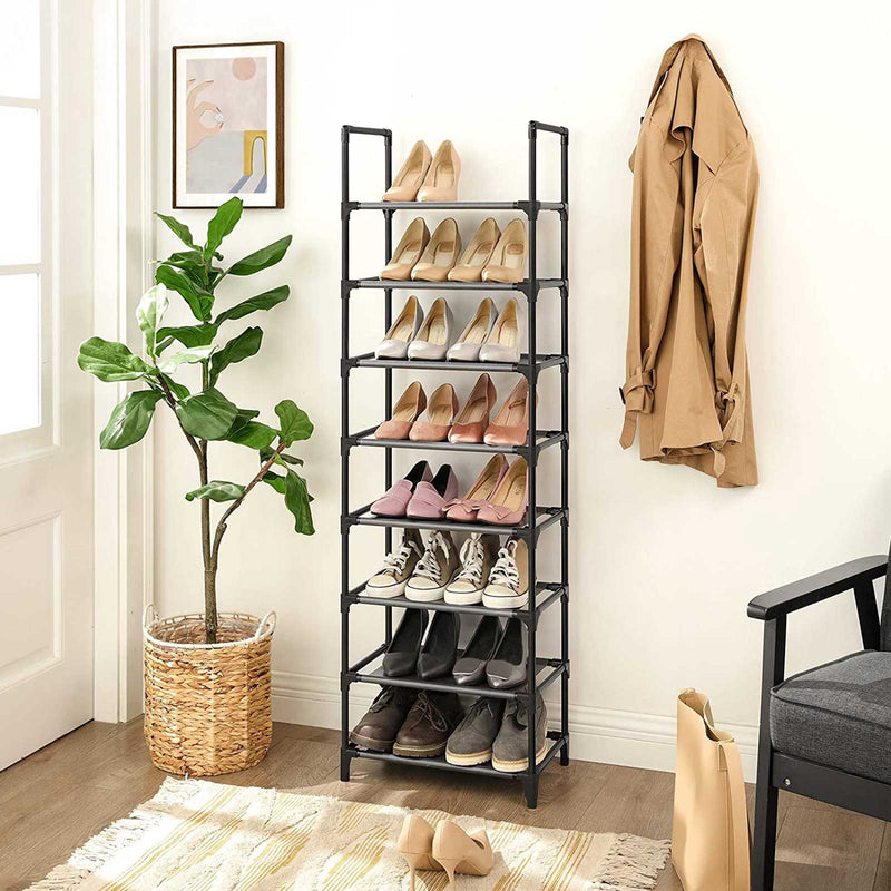 Shoe Rack med 8 hyllor - Standing Rack - Svart