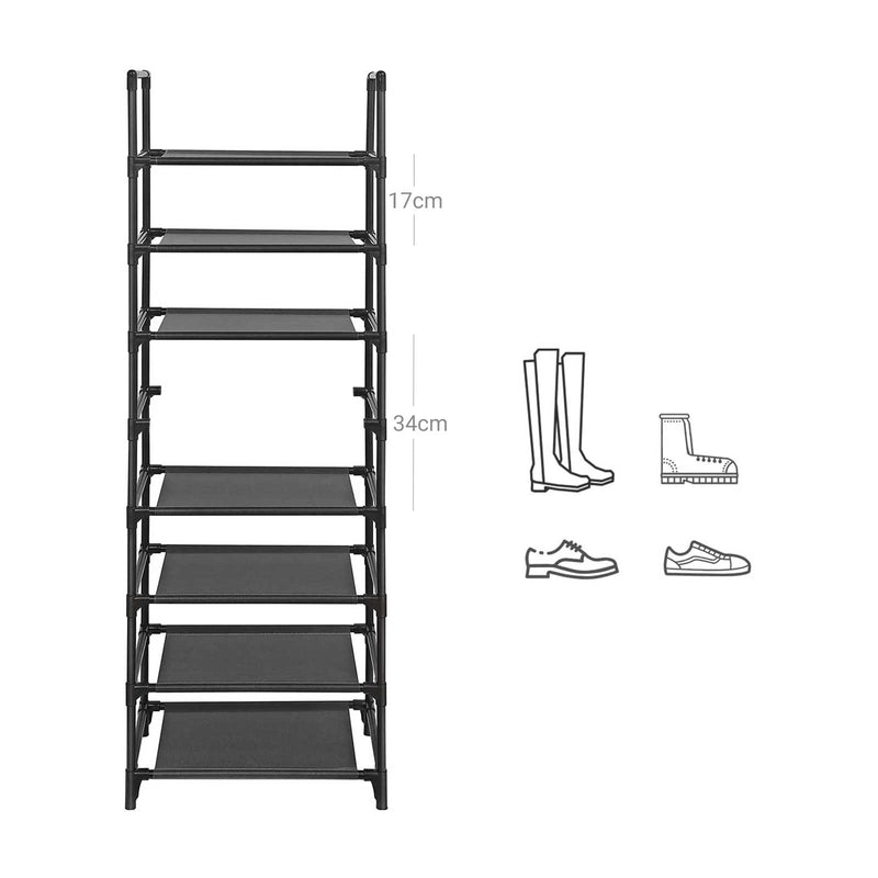 Sko rack med 8 hylder - stående rack - sort