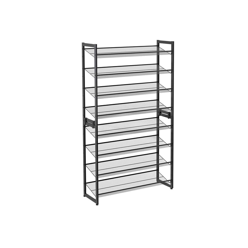 Shoe Rack - med 8 nivåer - Uppsättning av 2 - Stackbar 4 -scen - skoarrangörer - Metal - Svart