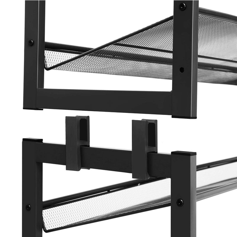 Shoe Rack - med 8 nivåer - Uppsättning av 2 - Stackbar 4 -scen - skoarrangörer - Metal - Svart