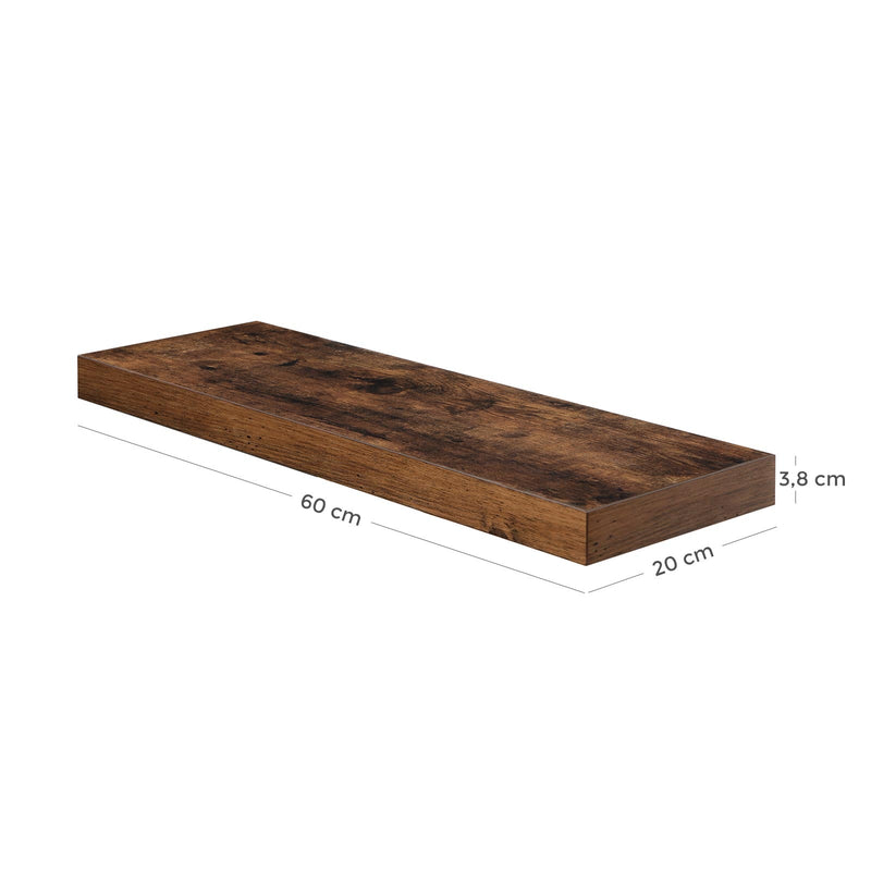 Planche flottante - en bois - 60 x 20 x 3,8 cm - brun