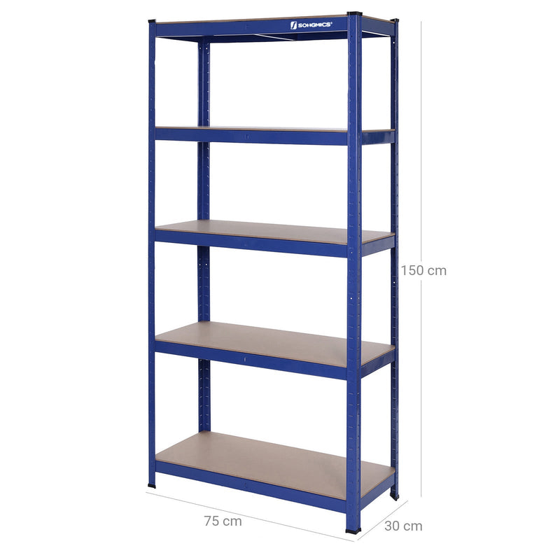 Rack Box - Warehouse Rack - 5 -Layer Rack - 30 x 75 x 150 cm - Blue