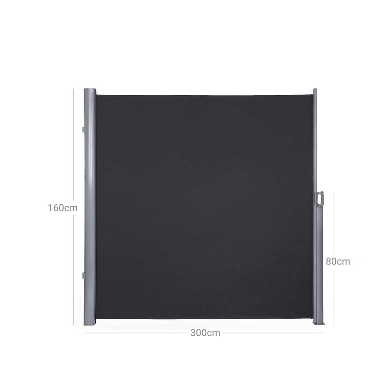 Canopy lateral - extensibil - 160 x 300 cm (H X L) - Ecran de confidențialitate - Protecție solară - Negru