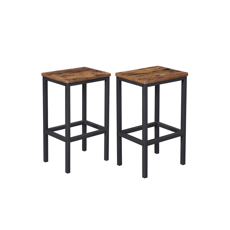 Scaune de bar - scaune înalte de sufragerie - set de 2 - stil industrial - maro și negru