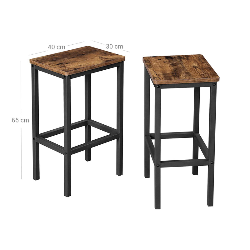 Scaune de bar - scaune înalte de sufragerie - set de 2 - stil industrial - maro și negru