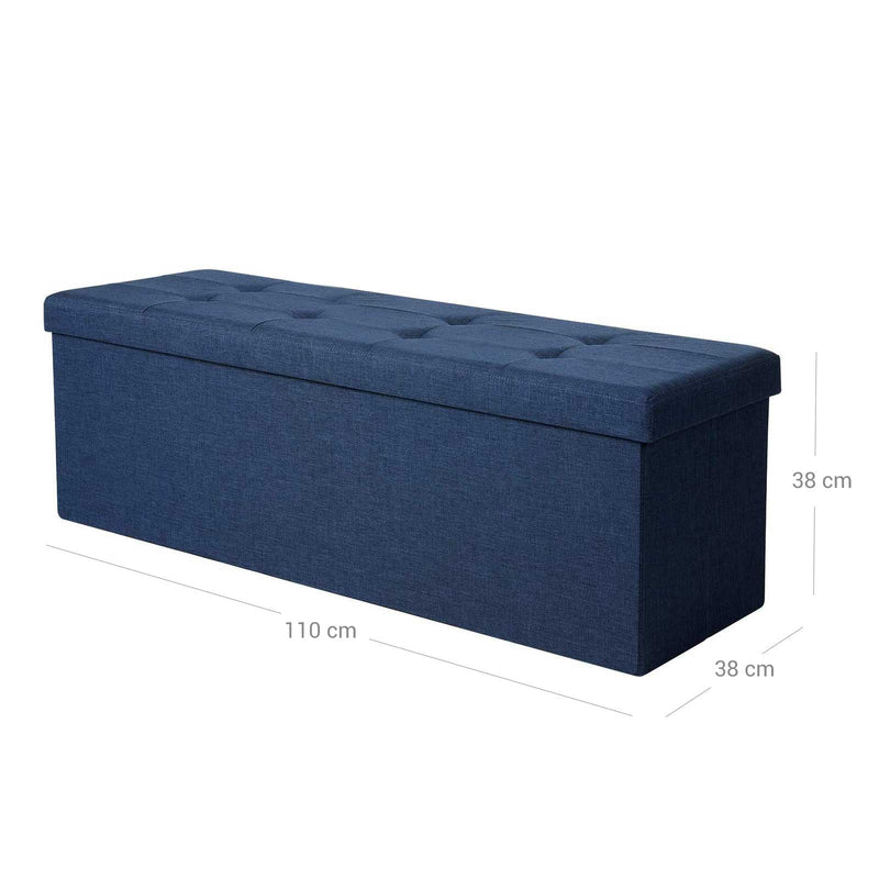 Bank - Met opbergruimte - Zitkist - Opbergbox - Opklapbaar - Max. statische belasting 300 kg - Blauw