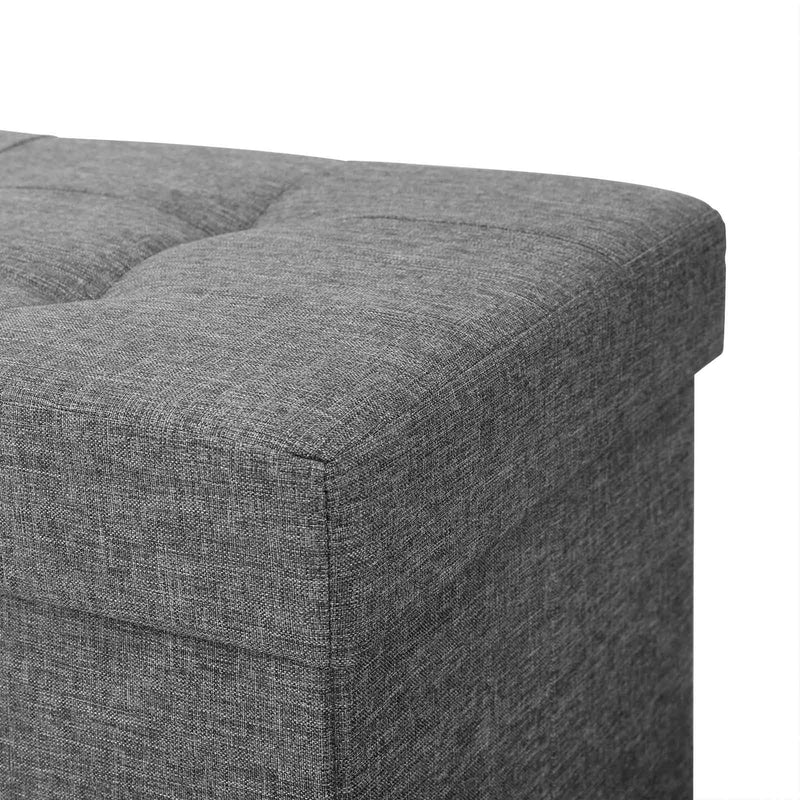 SEAT Cutie - POUF - Fottool - cu spațiu de depozitare și capac - cu labe din lemn - 76 x 38 x 40 cm - gri închis