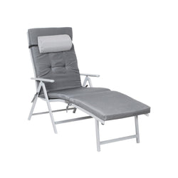 Lounger - Sunbed - Afeemable Pillow - Poldable - din aluminiu inoxidabil - gri