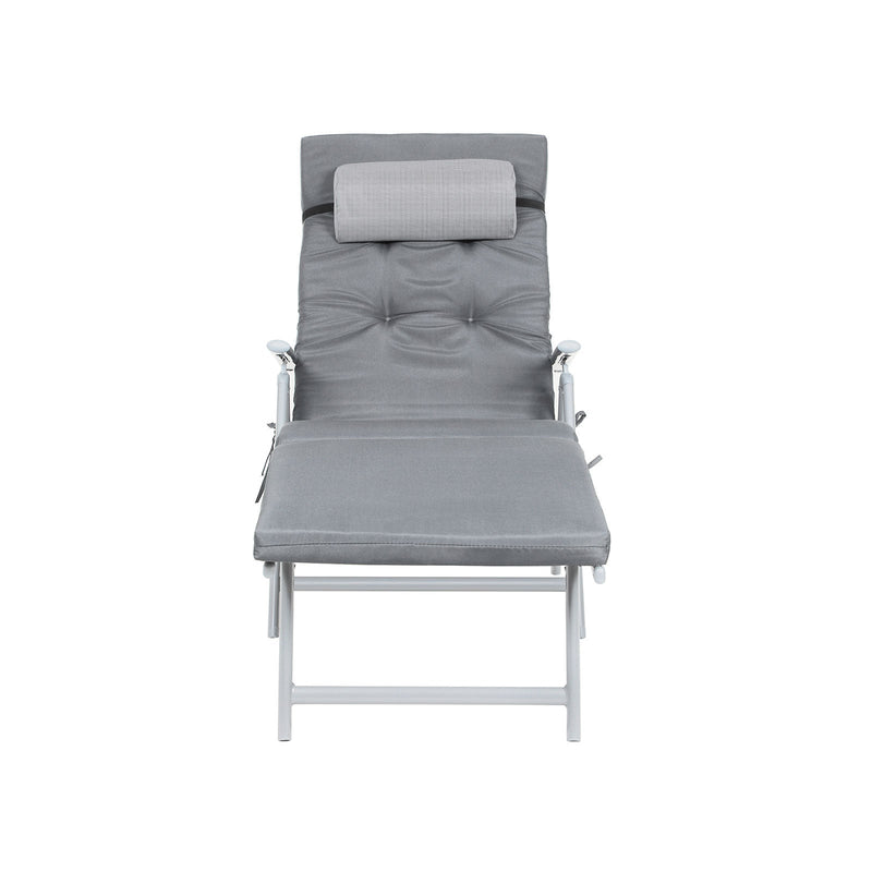 Lounger - Sunbed - Afeemable Pillow - Poldable - din aluminiu inoxidabil - gri