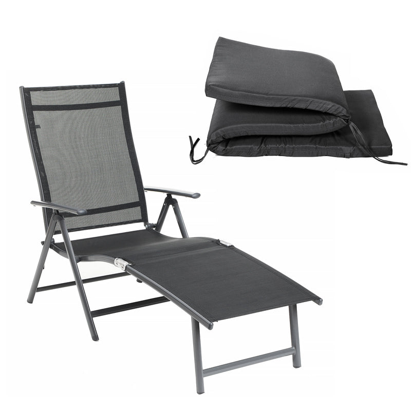 Lounger - Foldable - Lounge - perna detașabilă - din aluminiu inoxidabil - negru