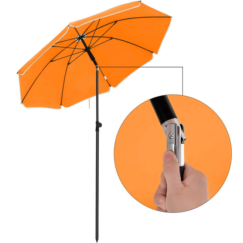 Parasol - Garden Parasol - Ø 160 cm - Octagonal - Tiltable - With Crank - Orange