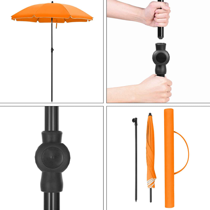 Parasol - Garden Parasol - Ø 160 cm - Octagonal - Tiltable - With Crank - Orange