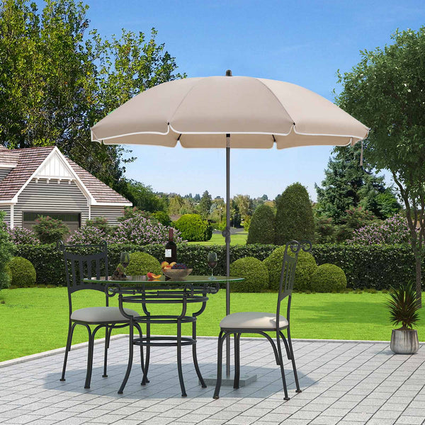 Parasol - Garden Parasol - Ø160 cm - Med Bow - Garden Parasol - Octagonal Solroof - Tillverkad av polyester, fiberoptik - Taupe