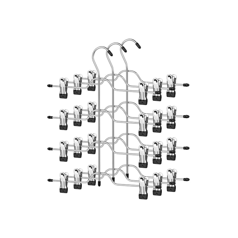 Pants Hanger - Space -sparing - flera kjolhängare - med klipp - Uppsättning av 3 - Metallduk ska