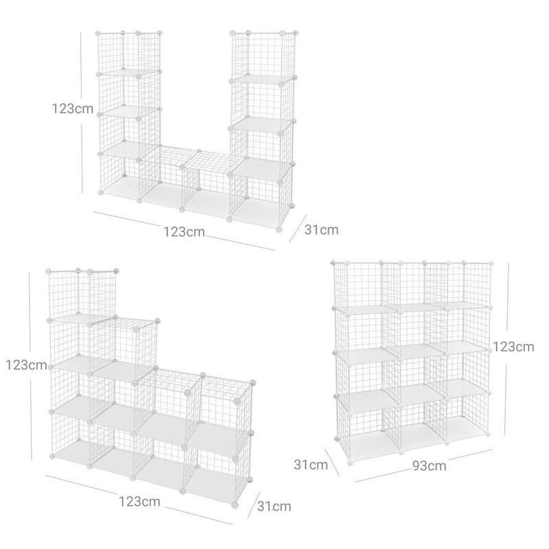 Skåp - Sträckning av trådplats - Rack System - Standing Cabinet - Cubus Cabinet -12 Banks - förvaringsskåp - vitt