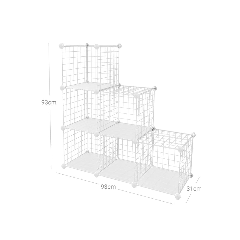 Bibliothèque - Cubus Armoire - Armoire de rangement - Armoire ouverte - 6 compartiments - Raster - blanc