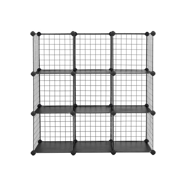 Kubskåp - Planksysteminsats - förvaringsskåp - av trådnät - 9 fack - svart