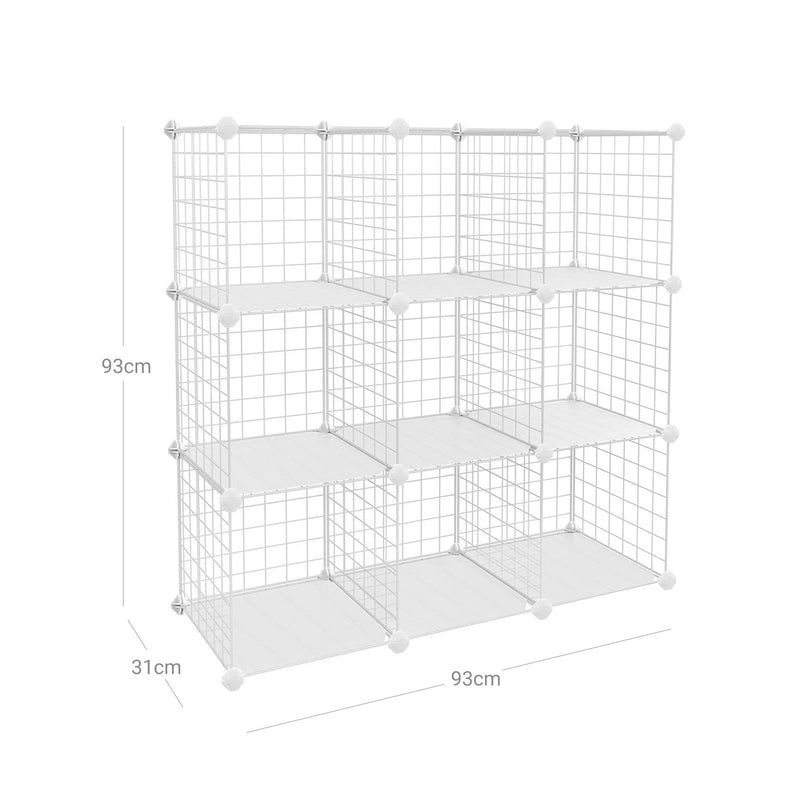 Rack cu 9 compartimente - dulap de depozitare - sistem de scândură conductabil - 93 x 31 x 93 cm - alb