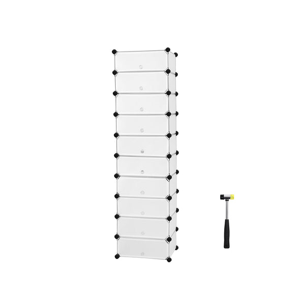 Armoire à sauts - Rack à chaussures - du plastique - avec portes - 10 compartiments - blanc