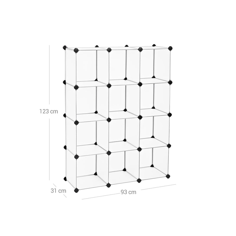 Garderobe - bogreol - plankesystem - opbevaringsskab - dekoret - gennemsigtig