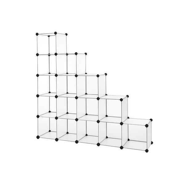 Cube Cabinet - Racking System - 16 terninger - Plastik - Opbevaringsstativ - Gennemsigtig