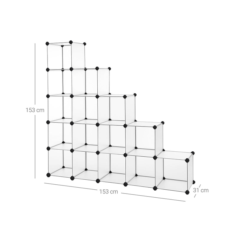 Cubet Cube - Sistem de rafturi - 16 cuburi - plastic - raft de depozitare - transparent