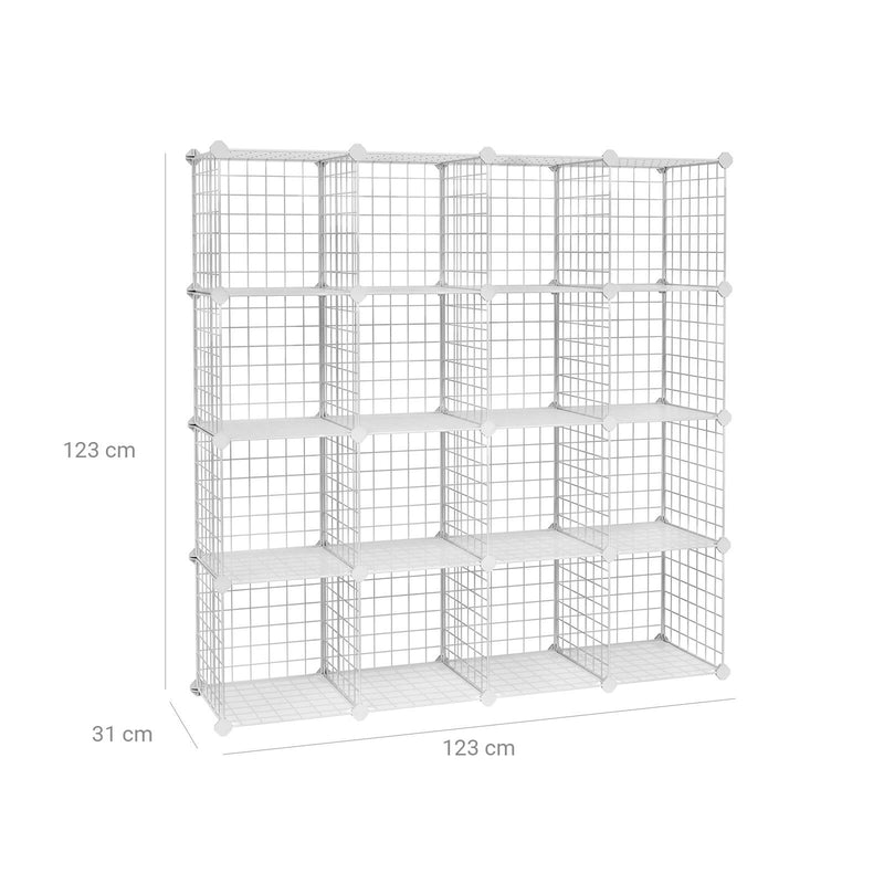 16 terning - formet ledningsopbevaringssystem - Metal - Opberkast - Cube Cabinet - Hvid