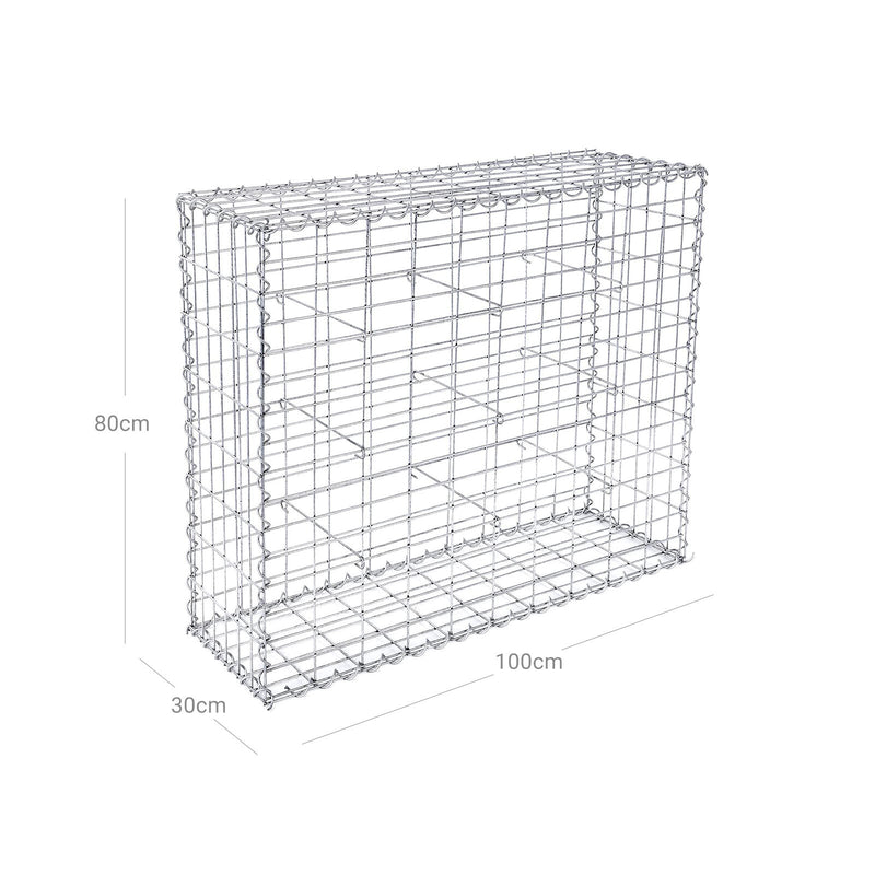 Stone Schanf - Steenkorf - Wire High - Med 5 x 10 cm - Fin Meshed Grid - af rustfrit stål - 100 x 80 x 30 cm